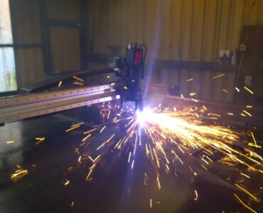 An image of us using the plasma cutter