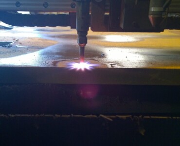 An image of us using the plasma cutter
