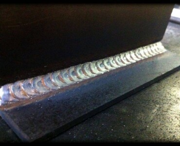An image of two sheets of metal we welded together